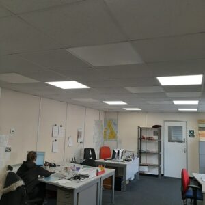 ETHERMA Thermocassette 300 in ceiling grid heating system for main office